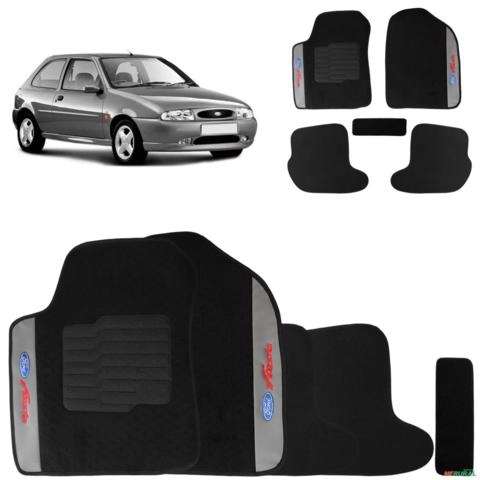 Jogo De Tapete Carpete Fiesta 1995 a 2000 Preto 5 Peças Imagem Jogo De Tapete Carpete Fiesta 1995 a 2000 Preto 5 Peças