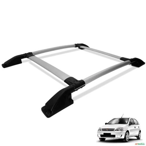 Rack de Teto Bagageiro Corsa Hatch 2003 a 2013 Tubolar Prata Imagem Rack de Teto Bagageiro Corsa Hatch 2003 a 2013 Tubolar Prata