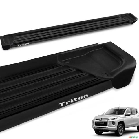 Estribo Lateral L200 Triton Sport 2017 a 2025 Aluminio Preto A1 Imagem Estribo Lateral L200 Triton Sport 2017 a 2025 Aluminio Preto A1