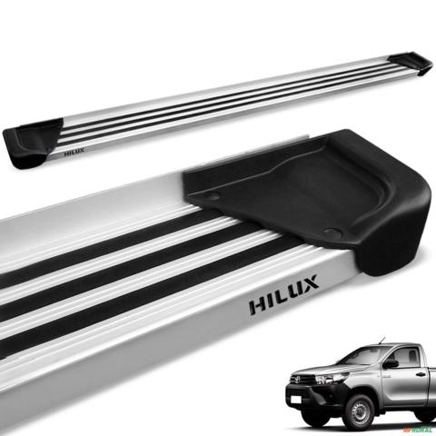 Estribo Lateral Hilux CS 2016 a 2025 Aluminio Natural A1 Imagem Estribo Lateral Hilux CS 2016 a 2025 Aluminio Natural A1