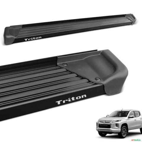 Estribo Lateral L200 Triton Sport 2017 a 2025 Aluminio Preto A3 Imagem Estribo Lateral L200 Triton Sport 2017 a 2025 Aluminio Preto A3