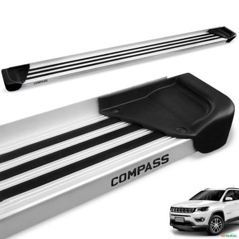 Estribo Lateral Compass 2017 a 2025 Aluminio Natural A1 Imagem Estribo Lateral Compass 2017 a 2025 Aluminio Natural A1