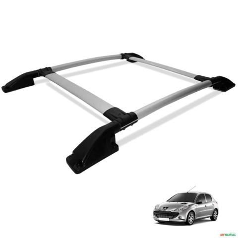 Rack Teto Bagageiro Peugeot 206 1998 a 2010 Tubolar Prata Imagem Rack Teto Bagageiro Peugeot 206 1998 a 2010 Tubolar Prata
