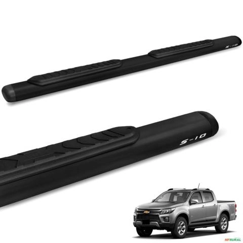 Estribo Lateral Oval S10 CD 2012 a 2025 Oblongo Preto Imagem Estribo Lateral Oval S10 CD 2012 a 2025 Oblongo Preto