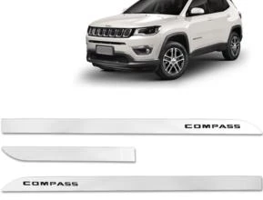 Jogo De Friso Lateral Jeep Compass 2012 a 2023 Facão Branco Polar