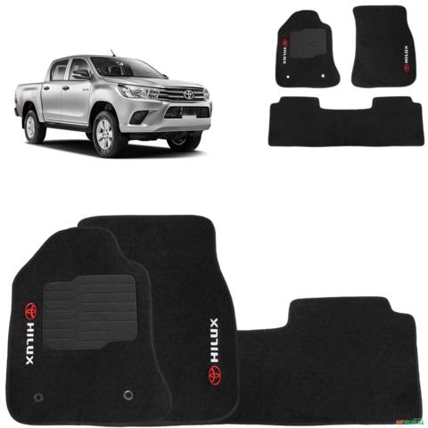 Jogo de Tapete Carpete Hilux 2005 a 2015 Preto 3 Peças Imagem Jogo de Tapete Carpete Hilux 2005 a 2015 Preto 3 Peças
