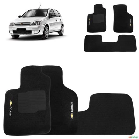 Jogo de Tapete Carpete Corsa 2002 a 2012 Preto 3 Peças Imagem Jogo de Tapete Carpete Corsa 2002 a 2012 Preto 3 Peças