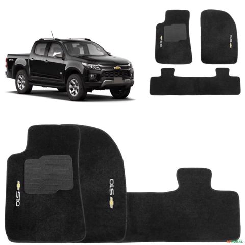 Jogo de Tapete Carpete S10 2012 a 2018 Preto 3 Peças Imagem Jogo de Tapete Carpete S10 2012 a 2018 Preto 3 Peças