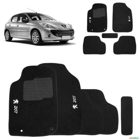 Jogo de Tapete Carpete Peugeot 207 2010 a 2015 Preto 5 Peças Imagem Jogo de Tapete Carpete Peugeot 207 2010 a 2015 Preto 5 Peças