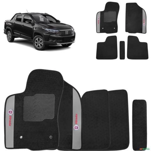 Jogo de Tapete Carpete Strada CD 2020 a 2026 Preto 5 Peças Imagem Jogo de Tapete Carpete Strada CD 2020 a 2026 Preto 5 Peças