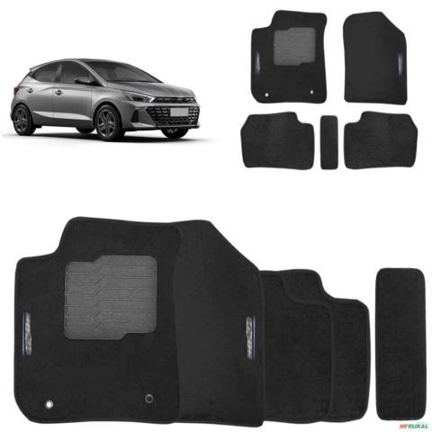 Jogo de Tapete Carpete HB20 2020 a 2025 Preto 5 Peças Imagem Jogo de Tapete Carpete HB20 2020 a 2025 Preto 5 Peças