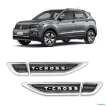 Par Emblema Lateral T-Cross 2019 a 2021 Adesivo Resinado Veikko