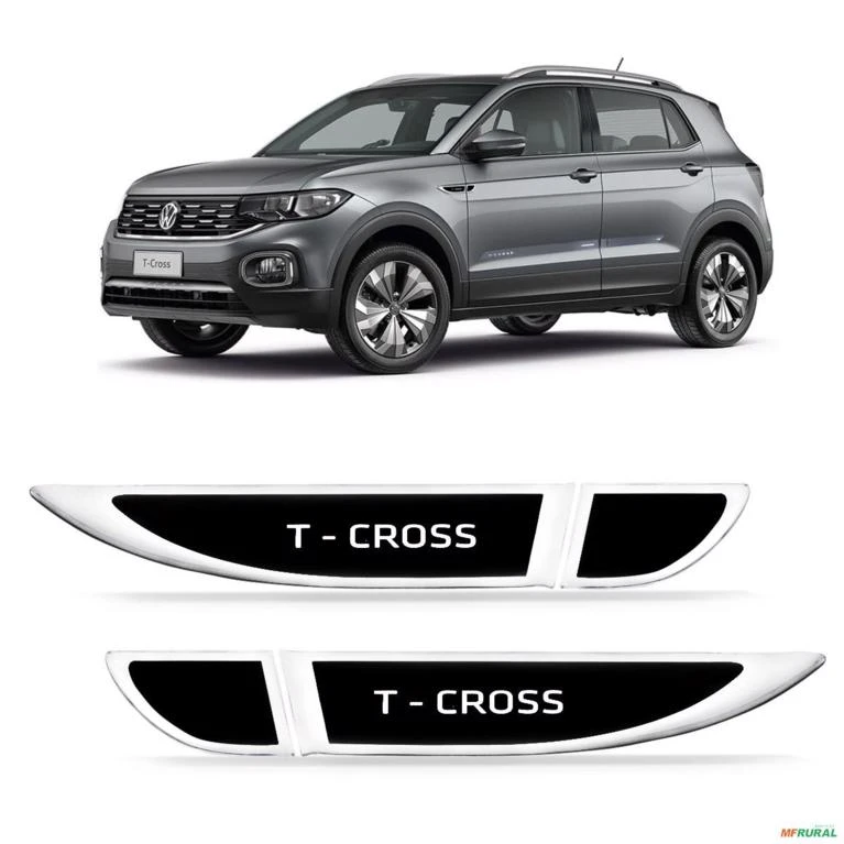 Par Emblema Lateral T-Cross 2019 a 2021 Adesivo Resinado