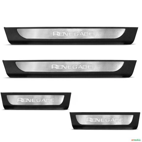 Imagem Soleira de Porta Jeep Renegade 2016 a 2025 Aço Inox com Led Azul Imagem Soleira de Porta Jeep Renegade 2016 a 2025 Aço Inox com Led Azul