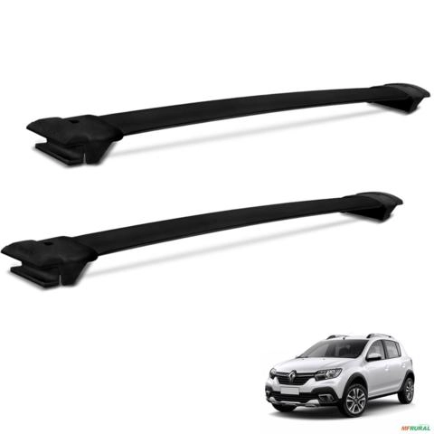Rack de Teto Travessa Sandero Stepway 2009 a 2019 Alumínio Preto Imagem Rack de Teto Travessa Sandero Stepway 2009 a 2019 Alumínio Preto