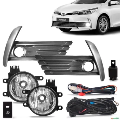 Kit Farol de Milha Corolla 2017 2018 Auxiliar Neblina Moldura Grafite Imagem Kit Farol de Milha Corolla 2017 2018 Auxiliar Neblina Moldura Grafite