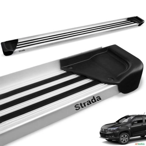 Estribo Lateral Strada 2021 a 2026 Alumínio Natural A1 Imagem Estribo Lateral Strada 2021 a 2026 Alumínio Natural A1