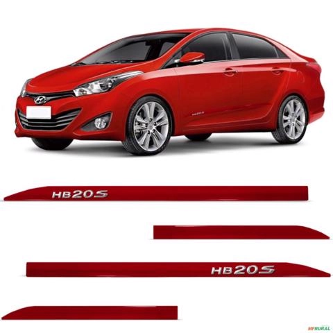 Friso Lateral HB20 Sedan 2013 a 2019 Vermelho Magic Alto Relevo Flash Imagem Friso Lateral HB20 Sedan 2013 a 2019 Vermelho Magic Alto Relevo Flash