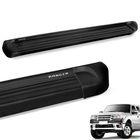 Estribo Lateral Ranger 1998 a 2012 Alumínio Preto Track Imagem Estribo Lateral Ranger 1998 a 2012 Alumínio Preto Track