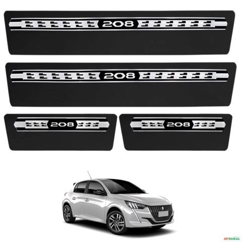 Jogo de Soleira Premium Peugeot 208 2021 a 2025 Escovada 4 Portas Imagem Jogo de Soleira Premium Peugeot 208 2021 a 2025 Escovada 4 Portas