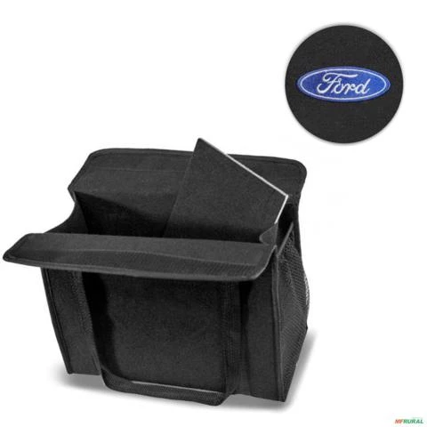 Bolsa Organizadora Porta Malas Logo Ford Carpete Preto 20 Litros