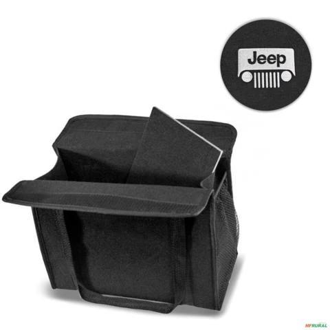 Bolsa Organizadora Porta Malas Logo Jeep Grade Carpete Preto 20 Litros