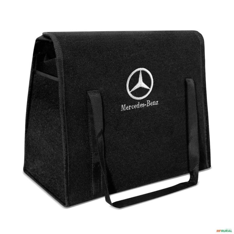 Bolsa Organizadora Porta Malas Logo Mercedes Carpete Preto 20 Litros