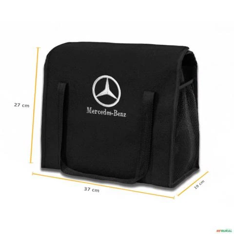 Bolsa Organizadora Porta Malas Logo Mercedes Carpete Preto 20 Litros
