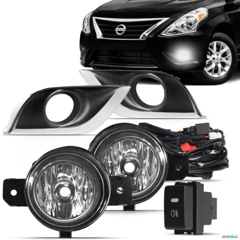 Kit Farol de Milha Versa 2015 a 2019 Auxiliar Neblina Botão Original