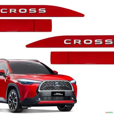 Friso Lateral Corolla Cross 2021 a 2023 Vermelho Granada Alto Relevo Flash
