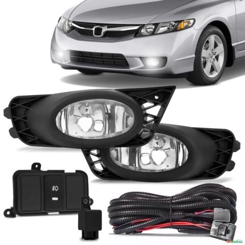 Kit Farol de Milha New Civic 2009 a 2011 Auxiliar Neblina Botão Original Imagem Kit Farol de Milha New Civic 2009 a 2011 Auxiliar Neblina Botão Original