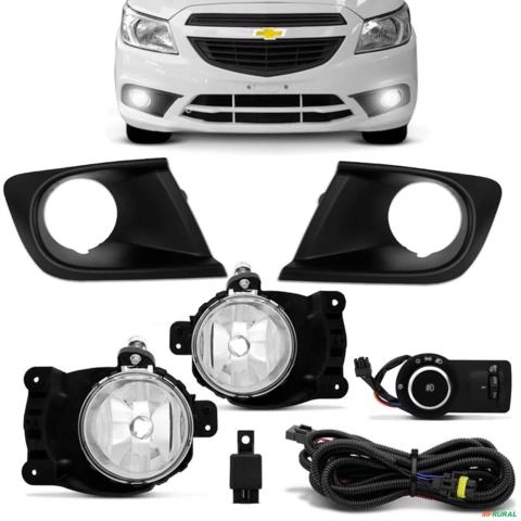 Kit Farol de Milha Onix Prisma LS LT 2013 a 2019 Auxiliar Neblina Botão Original Imagem Kit Farol de Milha Onix Prisma LS LT 2013 a 2019 Auxiliar Neblina Botão Original
