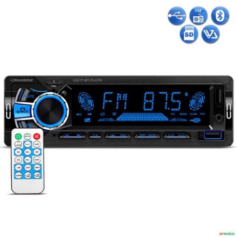 Radio Automotivo Roadstar RS2751BR Plus Mp3 Player Bluetooth USB SD FM Aux 4x60w Imagem Radio Automotivo Roadstar RS2751BR Plus Mp3 Player Bluetooth USB SD FM Aux 4x60w