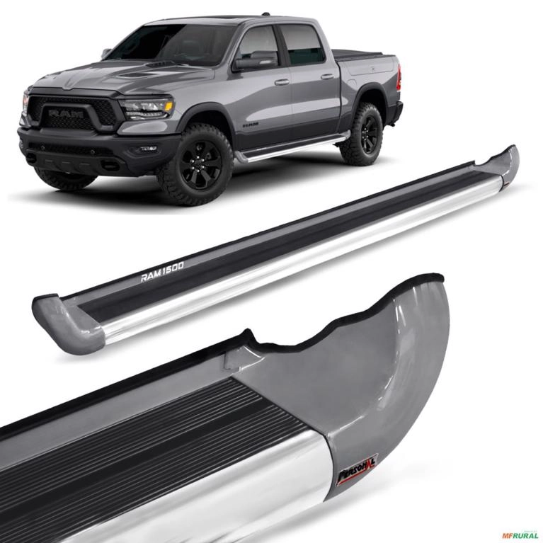Estribo Lateral Dodge Ram 1500 2021 a 2025 Personalizado Prata Billet Imagem Estribo Lateral Dodge Ram 1500 2021 a 2025 Personalizado Prata Billet