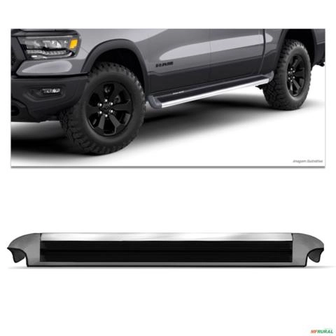 Imagem Estribo Lateral Dodge Ram 1500 2021 a 2025 Personalizado Prata Billet Imagem Estribo Lateral Dodge Ram 1500 2021 a 2025 Personalizado Prata Billet