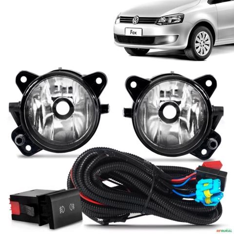 Kit Farol de Milha Volkswagen Fox e Crossfox 2003 a 2009 Auxiliar Neblina Botão Original Imagem Kit Farol de Milha Volkswagen Fox e Crossfox 2003 a 2009 Auxiliar Neblina Botão Original