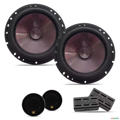 Par Alto Falante 2 Vias Bravox 6 Pol CS60P 120W RMS Com Twitter e Divisor Black Imagem Par Alto Falante 2 Vias Bravox 6 Pol CS60P 120W RMS Com Twitter e Divisor Black