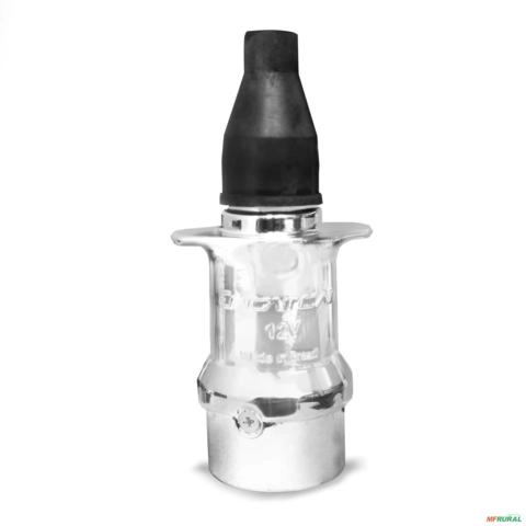 Tomada para Engate 7 Polos Alumínio Cromado Macho Parte Carreta Imagem Tomada para Engate 7 Polos Alumínio Cromado Macho Parte Carreta