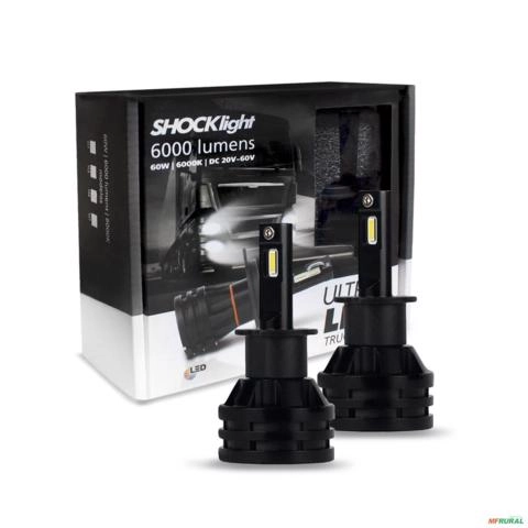 Kit Lâmpadas Ultra LED H3 Titanium Truck 6000k 6000 Lumens 60w 24v Imagem Kit Lâmpadas Ultra LED H3 Titanium Truck 6000k 6000 Lumens 60w 24v