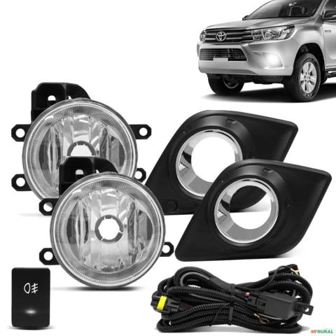 Kit Farol de Milha Toyota Hilux 2016 a 2020 Botão Modelo Original Com Moldura Imagem Kit Farol de Milha Toyota Hilux 2016 a 2020 Botão Modelo Original Com Moldura