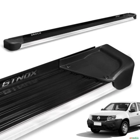 Estribo Lateral Oroch 2016 a 2025 Alumínio Preto A4 Imagem Estribo Lateral Oroch 2016 a 2025 Alumínio Preto A4