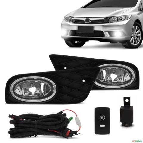 Kit Farol de Milha Civic 2012 a 2014 Auxiliar Neblina Botão Original Imagem Kit Farol de Milha Civic 2012 a 2014 Auxiliar Neblina Botão Original