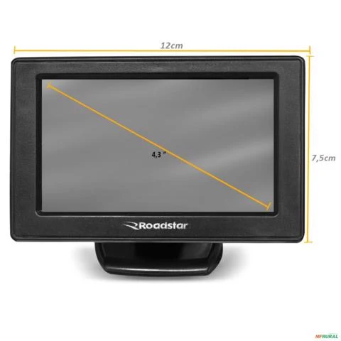 Tela Monitor 4.3 LCD Portátil Automotivo Universal Preto