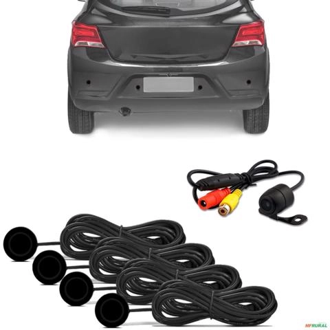 Sensor de Estacionamento 4 Pontos Com Camera de Ré Preto Roadstar RS330BR Imagem Sensor de Estacionamento 4 Pontos Com Camera de Ré Preto Roadstar RS330BR