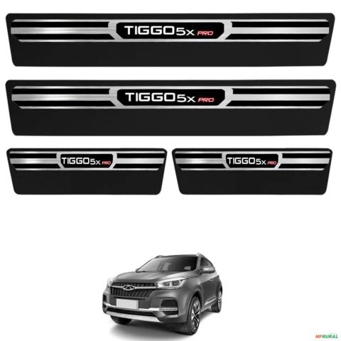 Jogo de Soleira Premium Tiggo 5x Pro 2019 a 2023 Escovada 4 Portas Imagem Jogo de Soleira Premium Tiggo 5x Pro 2019 a 2023 Escovada 4 Portas