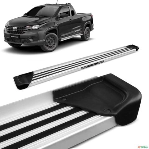 Estribo Lateral Strada 2021 a 2025 CD CS Alumínio Natural A1 Com Adesivo Imagem Estribo Lateral Strada 2021 a 2025 CD CS Alumínio Natural A1 Com Adesivo