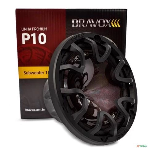 Alto Falante Subwoofer Bravox P10X-S4 10 Polegadas 160W RMS Bobina Simples 4 + 4 Ohms Imagem Alto Falante Subwoofer Bravox P10X-S4 10 Polegadas 160W RMS Bobina Simples 4 + 4 Ohms