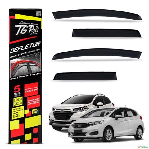Calha de Chuva Fit 2015 a 2021 e Wr-v 2017 a 2021 Inteiriça Acrílico Fumê Tgpoli Imagem Calha de Chuva Fit 2015 a 2021 e Wr-v 2017 a 2021 Inteiriça Acrílico Fumê Tgpoli