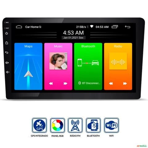 Central Multimídia 10 Polegadas Android 11.0 Roadstar RS1001BR Plus GPS Wifi Bluetooth USB