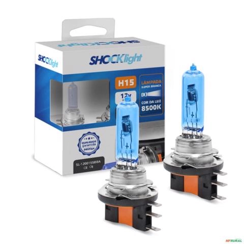 Kit Lâmpadas Halogena Super Branca H15 15/55w PGJ23T-1 8500K Shocklight Imagem Kit Lâmpadas Halogena Super Branca H15 15/55w PGJ23T-1 8500K Shocklight